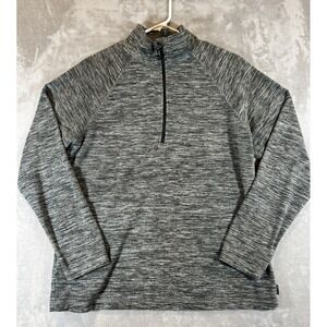 Eddie Bauer Pullover‎ Shirt Womens Medium Gray Half Zip Fleece Sweater Outdoor